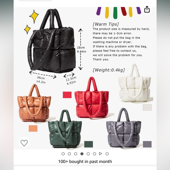 🤍 PUFFER STYLE TOTE BAG - Picture 2 of 11